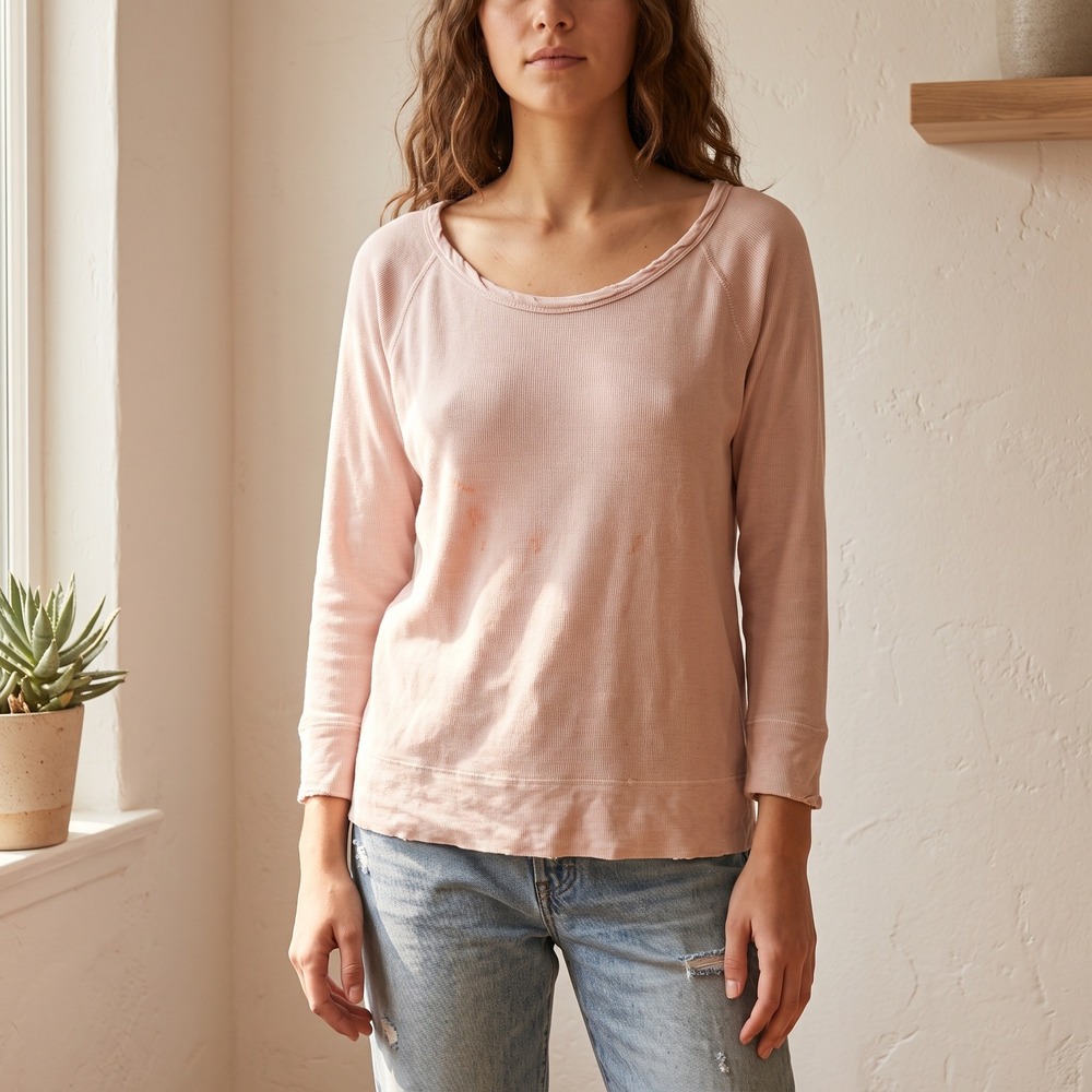 James Perse Womens Sweatshirt 2 Medium Pink Raglan Scoop Neck Supima Cotton